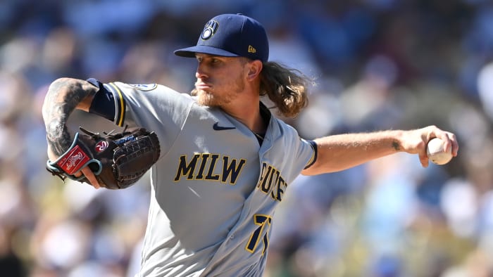 Josh Hader throws a pitch